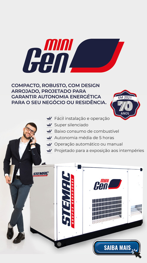  Mini Gen - Compacto, robusto, com design arrojado, projetado para garantir autonomia energética  para o seu negócio ou residência. 